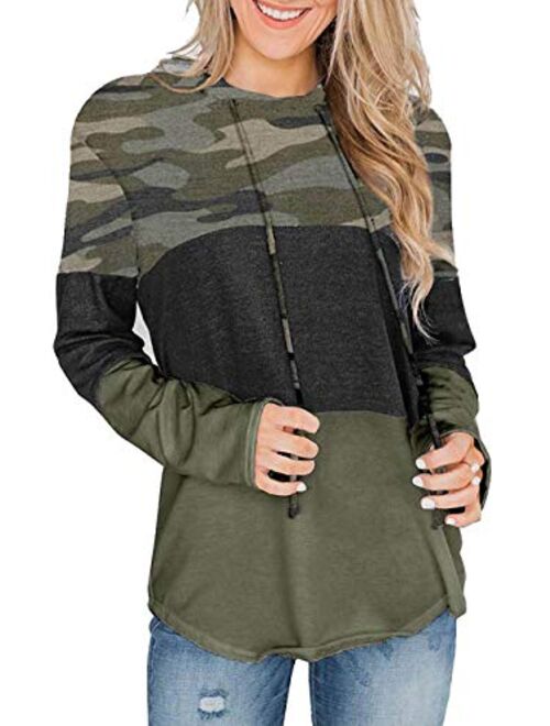 Barlver Women's Casual Hoodies Color Block Long Sleeve Drawstring Sweatshirts 1/4 Zip Pullover Lightweight Tops with Pocket