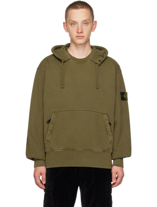 Stone Island Khaki Garment-Dyed Hoodie