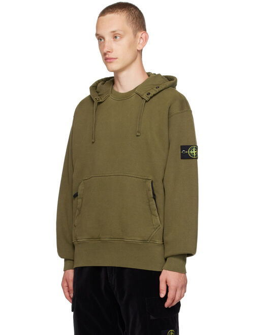 Stone Island Khaki Garment-Dyed Hoodie