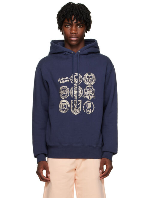 Maison Kitsune Blue Printed Hoodie