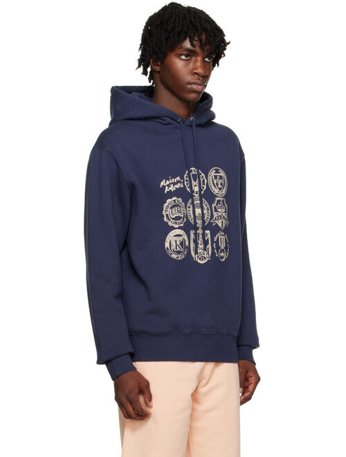 Maison Kitsune Blue Printed Hoodie