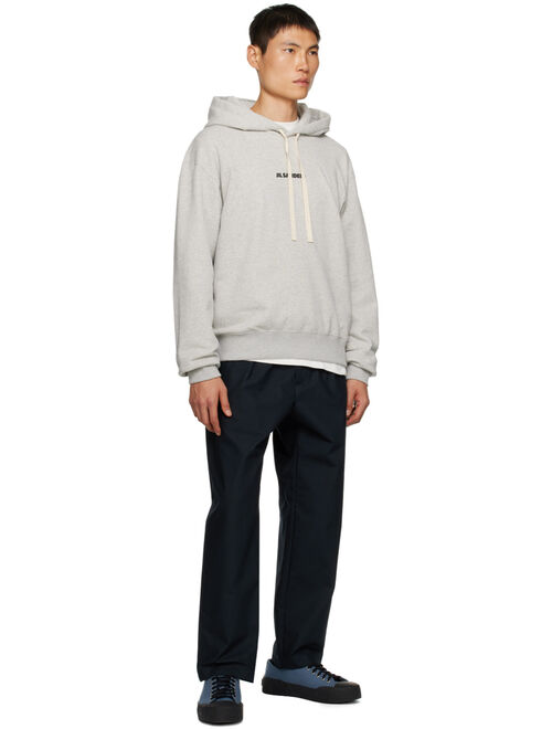 Jil Sander Gray Printed Hoodie