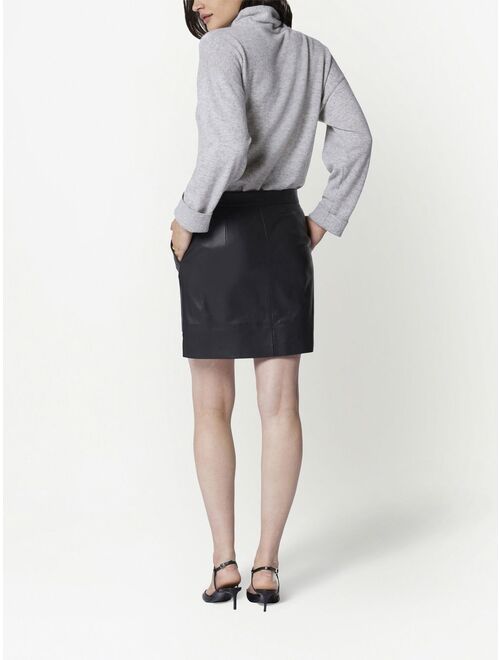 Equipment zip-up leather skirt