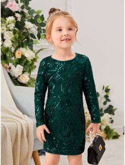 SHEIN Kids CHARMNG Toddler Girls Sequin Fitted Dress