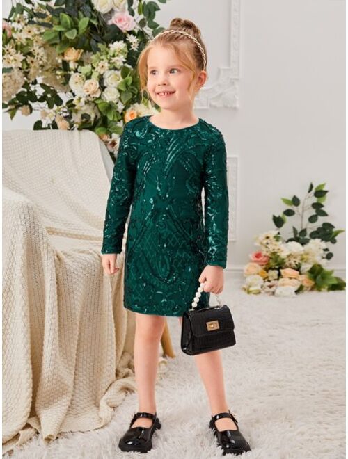 SHEIN Kids CHARMNG Toddler Girls Sequin Fitted Dress