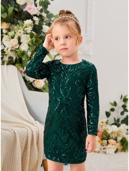 SHEIN Kids CHARMNG Toddler Girls Sequin Fitted Dress