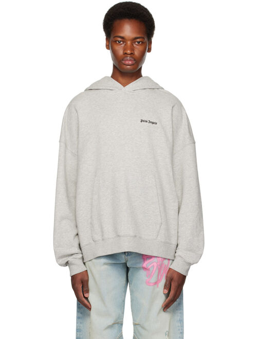 Palm Angels Gray Embroidered Hoodie