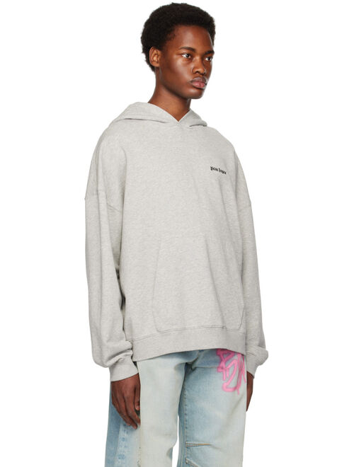 Palm Angels Gray Embroidered Hoodie