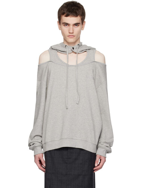 lesugiatelier Gray Cutout Hoodie