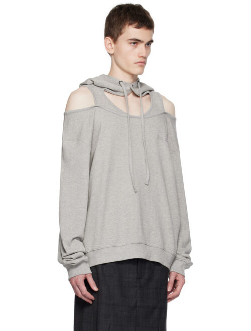 lesugiatelier Gray Cutout Hoodie