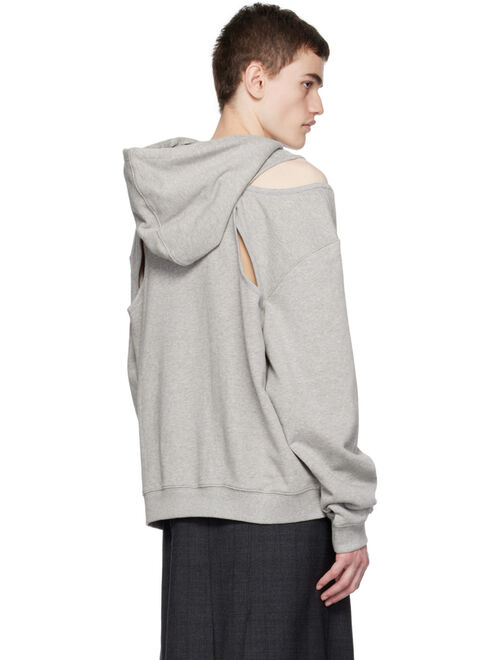 lesugiatelier Gray Cutout Hoodie