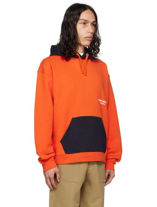 Stone Island Orange Colorblocked Hoodie