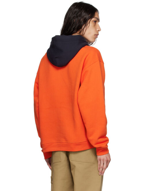 Stone Island Orange Colorblocked Hoodie