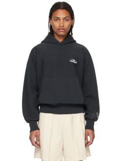 Late Checkout Black Embroidered Hoodie