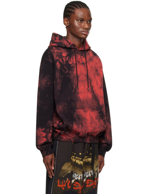 LU'U DAN Red & Black Bleached Ink Hoodie