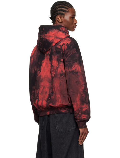 LU'U DAN Red & Black Bleached Ink Hoodie