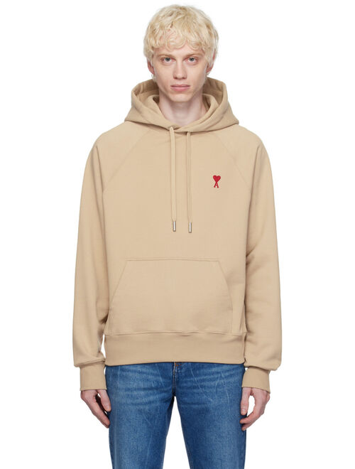 AMI Alexandre Mattiussi Beige Ami de Coeur Hoodie