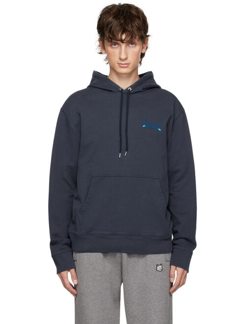 Maison Kitsune Navy Embroidered Hoodie