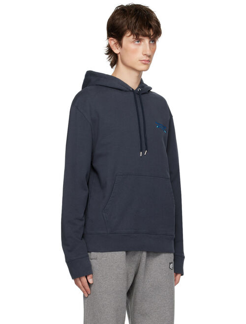 Maison Kitsune Navy Embroidered Hoodie