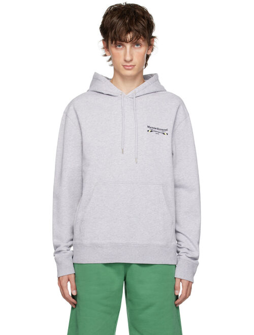 Maison Kitsune Gray Embroidered Hoodie