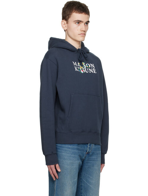 Maison Kitsune Navy Flowers Hoodie