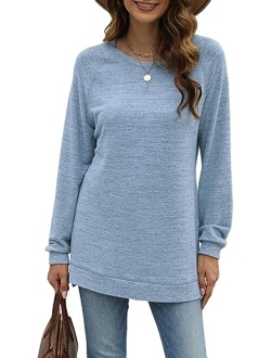 LERUCCI Womens Round Neck Casual Long Sleeve Fashion Sweatshirt Loose Pullover Soft Tunic Tops