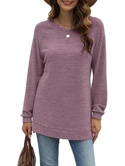 LERUCCI Womens Round Neck Casual Long Sleeve Fashion Sweatshirt Loose Pullover Soft Tunic Tops