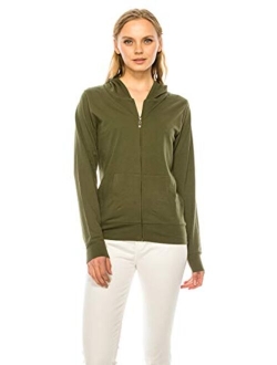 Eevee Women's Full Zip Hoodie - Lightweight Jacket Active Sweater Hooded Sweatshirt Slim Fitting Yoga Activewear