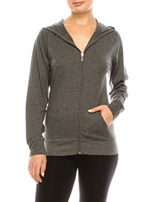 Eevee Women's Full Zip Hoodie - Lightweight Jacket Active Sweater Hooded Sweatshirt Slim Fitting Yoga Activewear