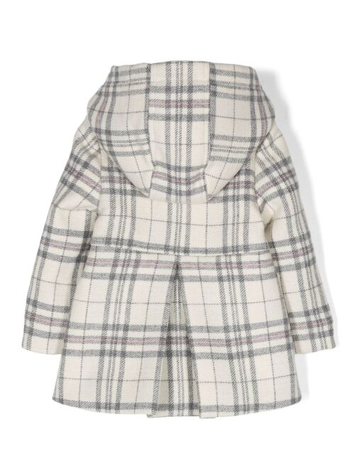 Lapin House hooded checked coat