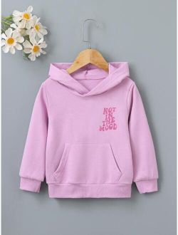 Kids EVRYDAY Toddler Girls Slogan Graphic Kangaroo Pocket Hoodie