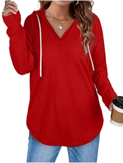 Bofell Womens Fashion Hoodies for Women Pullover Long SLeeve V Neck Shirts Halloween Sweatshirts Trending Now 2023