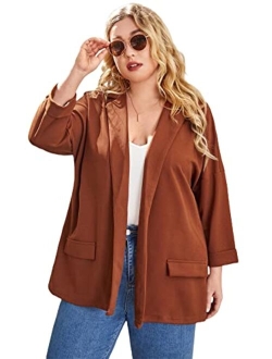 Women's Plus Size Long Sleeve Blazer Casual Open Front Cardigan Jacket