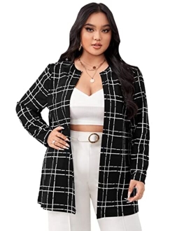 Women's Plus Size Long Sleeve Blazer Casual Open Front Cardigan Jacket