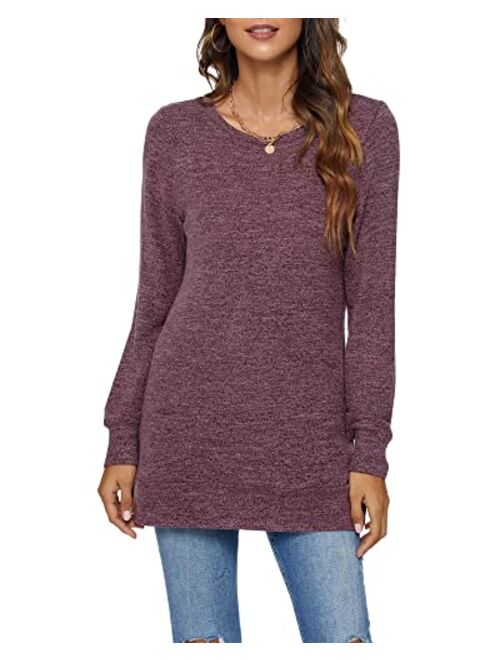 AUSELILY Long Sweatshirts for Women Side Split Womens Tunic Sweatshirts