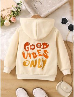 Kids EVRYDAY Toddler Girls Floral Slogan Graphic Hoodie