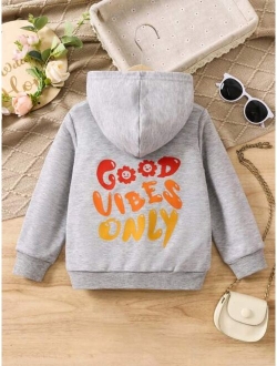 Kids EVRYDAY Toddler Girls Floral Slogan Graphic Hoodie