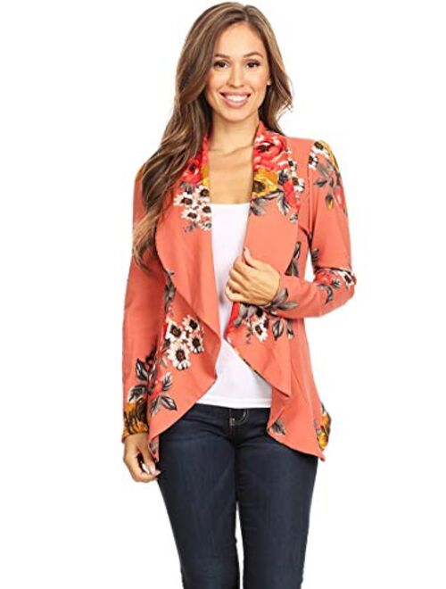 Heo Clothing Women's Casual Work Office Long Sleeve Open Front Blazer Jacket with Plus Size