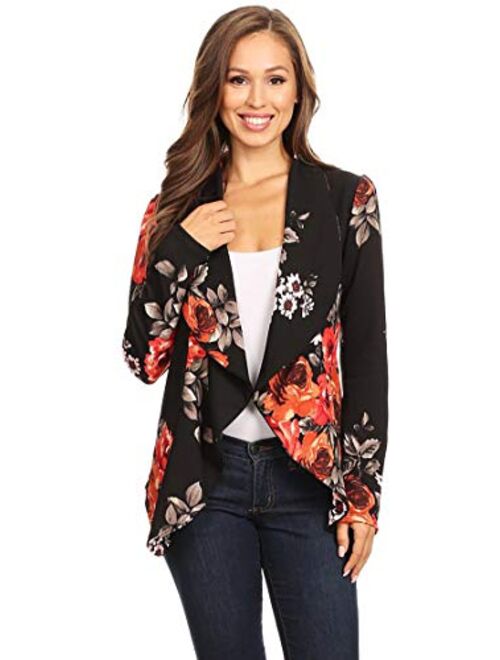 Heo Clothing Women's Casual Work Office Long Sleeve Open Front Blazer Jacket with Plus Size