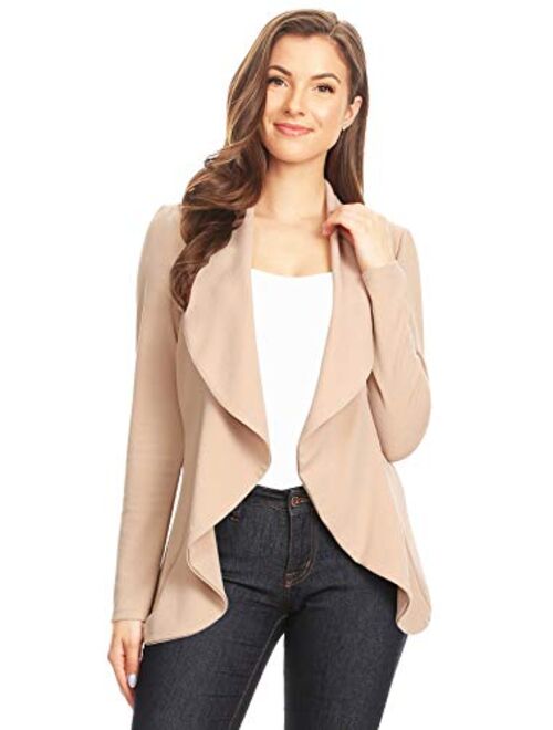 Heo Clothing Women's Casual Work Office Long Sleeve Open Front Blazer Jacket with Plus Size