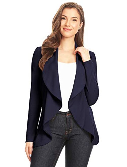 Heo Clothing Women's Casual Work Office Long Sleeve Open Front Blazer Jacket with Plus Size