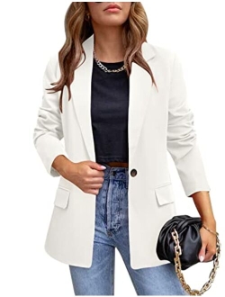 CRAZY GRID Womens Casual Blazer Jacket Pockets Long Sleeve Open Front Work Office Blazer Lapel Button Jacket