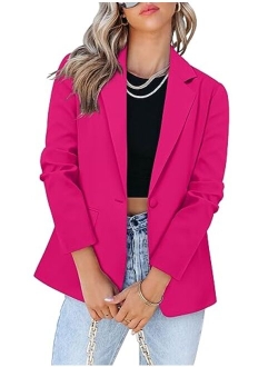 CRAZY GRID Womens Casual Blazer Jacket Pockets Long Sleeve Open Front Work Office Blazer Lapel Button Jacket