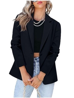 CRAZY GRID Womens Casual Blazer Jacket Pockets Long Sleeve Open Front Work Office Blazer Lapel Button Jacket