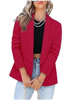 CRAZY GRID Womens Casual Blazer Jacket Pockets Long Sleeve Open Front Work Office Blazer Lapel Button Jacket