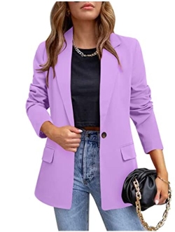 CRAZY GRID Womens Casual Blazer Jacket Pockets Long Sleeve Open Front Work Office Blazer Lapel Button Jacket