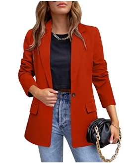 CRAZY GRID Womens Casual Blazer Jacket Pockets Long Sleeve Open Front Work Office Blazer Lapel Button Jacket