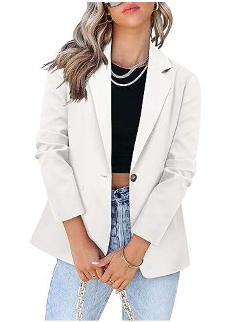 CRAZY GRID Womens Casual Blazer Jacket Pockets Long Sleeve Open Front Work Office Blazer Lapel Button Jacket