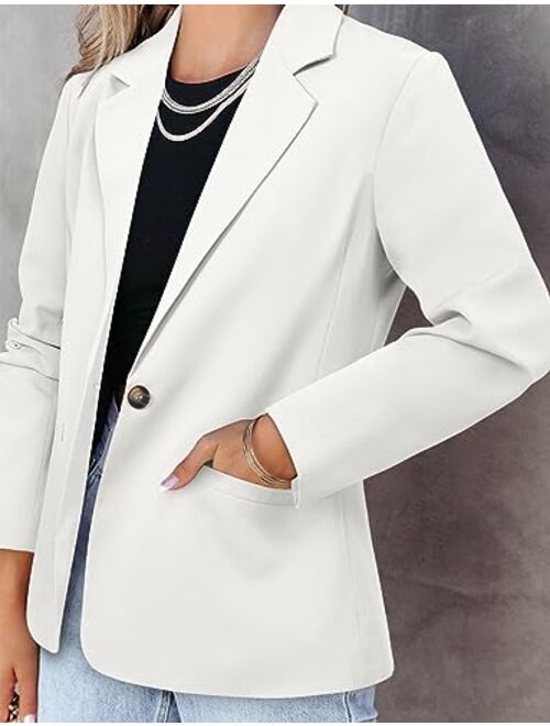 CRAZY GRID Womens Casual Blazer Jacket Pockets Long Sleeve Open Front Work Office Blazer Lapel Button Jacket