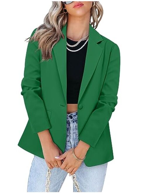 CRAZY GRID Womens Casual Blazer Jacket Pockets Long Sleeve Open Front Work Office Blazer Lapel Button Jacket